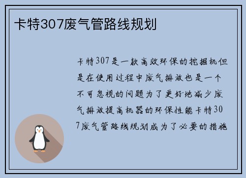 卡特307废气管路线规划